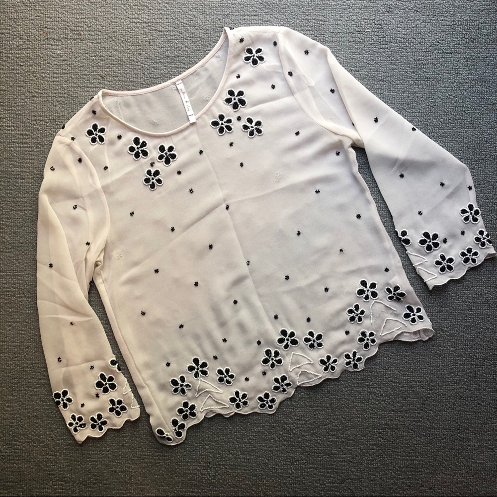 Women’s Small Willow and Clay Sheer 3/4 sleeve top